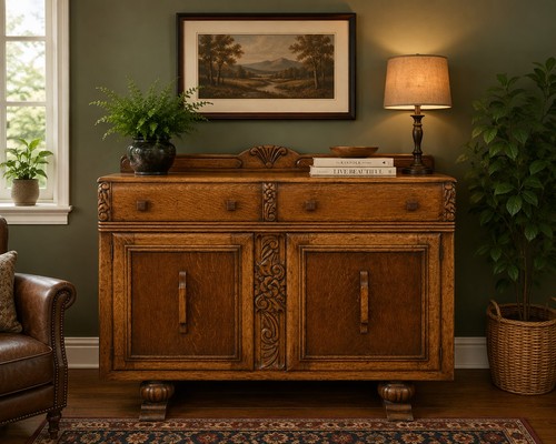 Antique oak sideboard - antique,